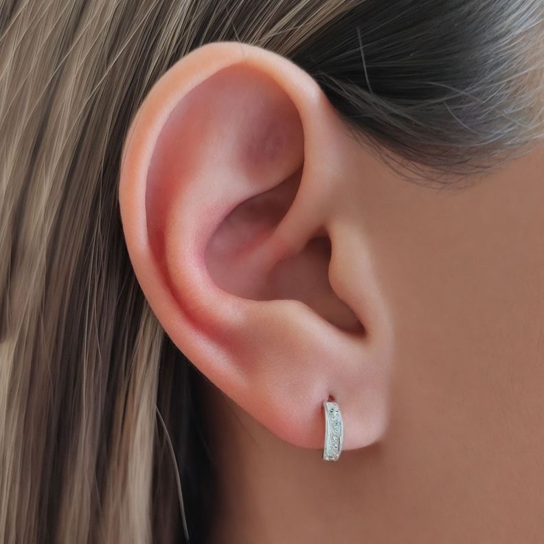 Aros Mini Media Argolla Circón Plata Fina 925-2