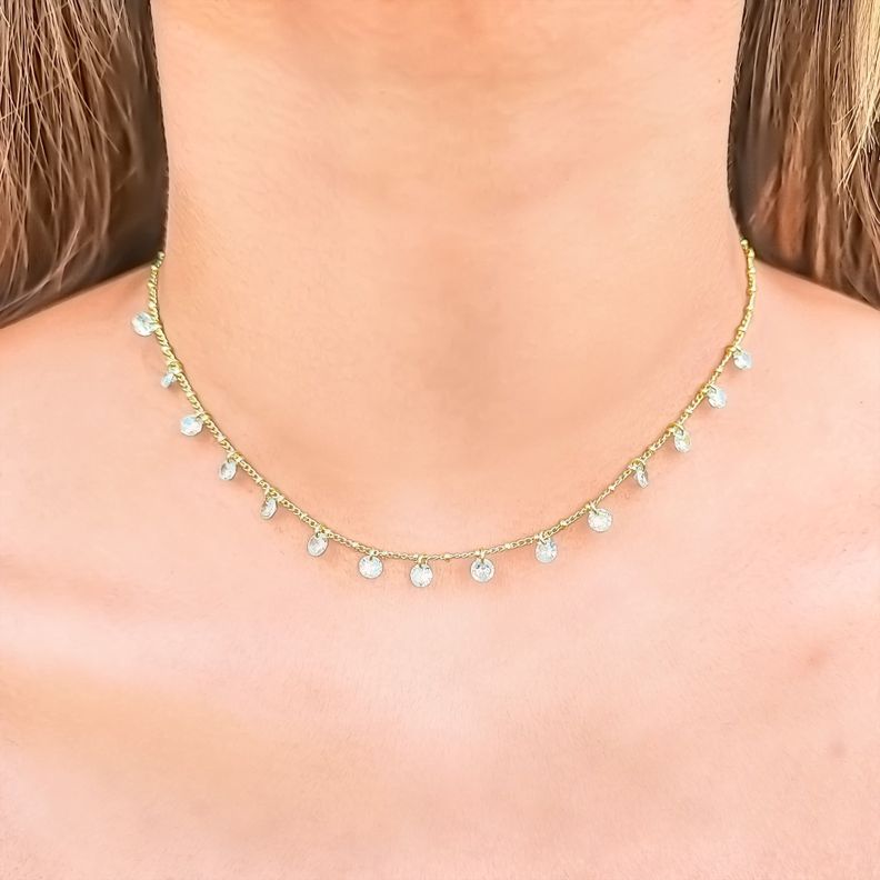 Collar Choker Circón Enchapado Oro 18K-1