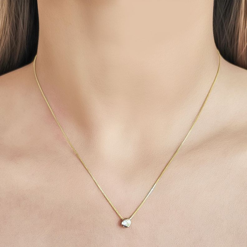 Collar Punto De Luz 5mm Borde Enchapado Oro 18K-2
