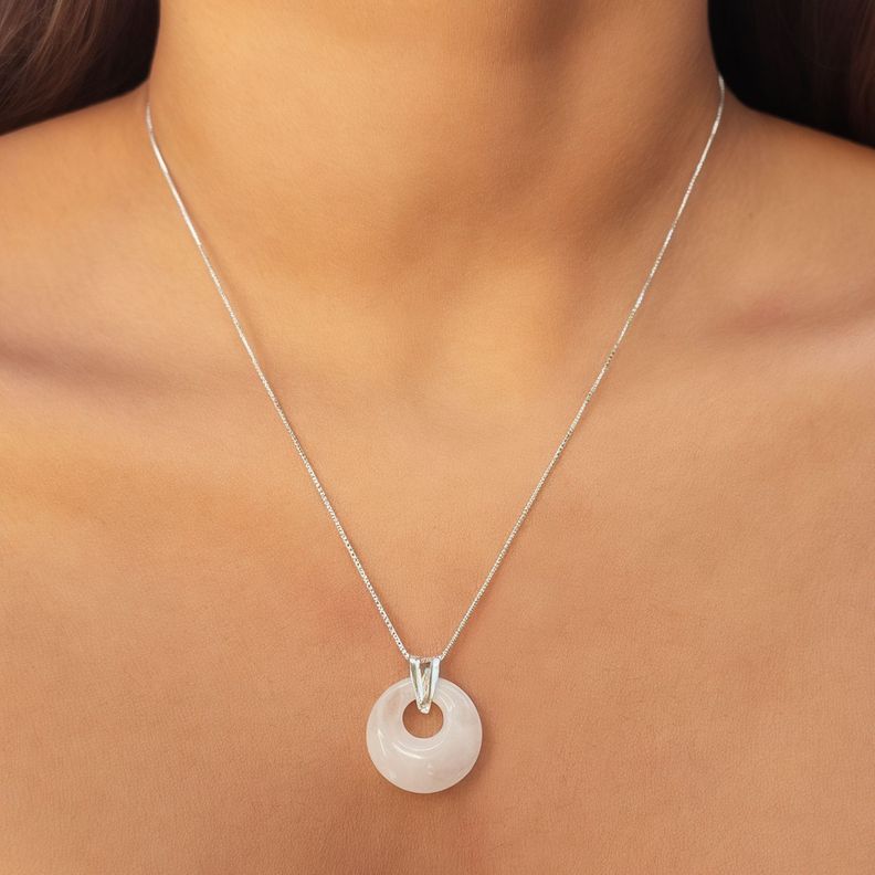 Collar Antonella Cuarzo Rosado Plata Fina 925-2