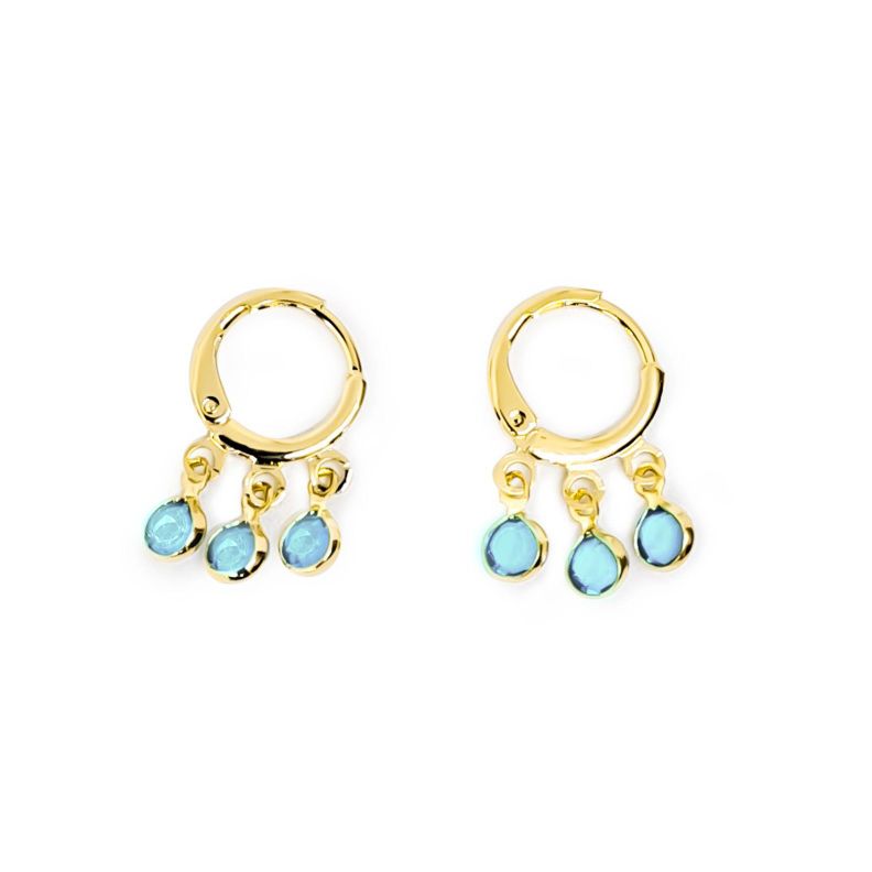 Aros Argolla 3 Circones Celeste Enchapado Oro 18K