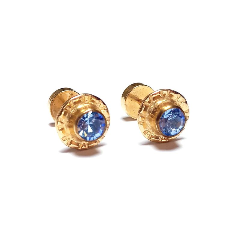 Aros Abridores Niña Circón Celeste 7mm Laminado Oro 18K-0