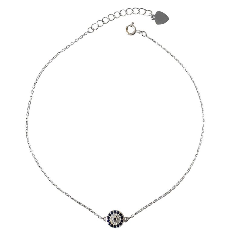 Tobillera Ojo Turco Circón Plata Fina 925-0
