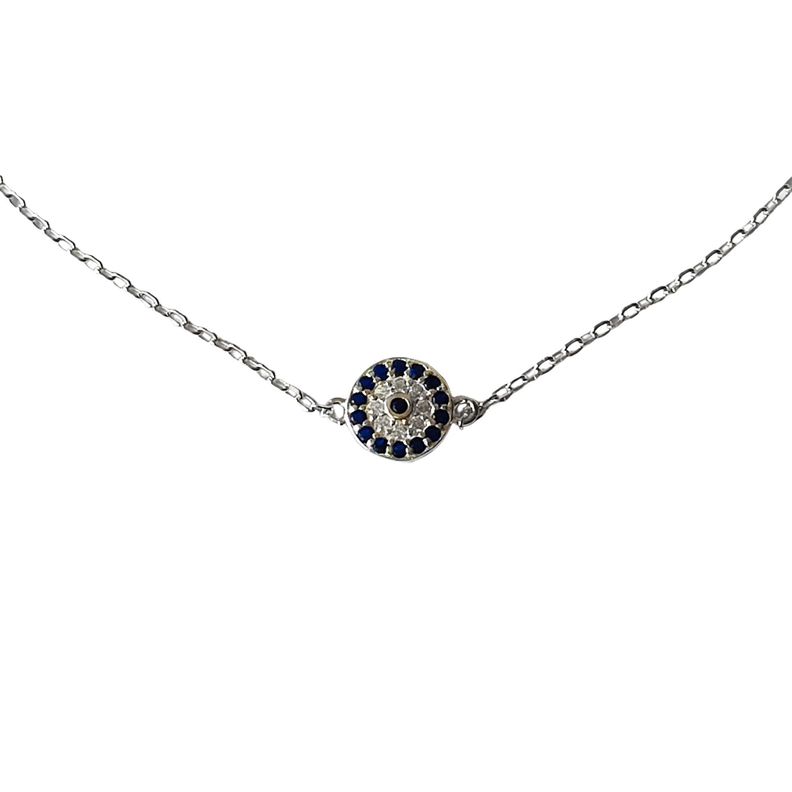 Tobillera Ojo Turco Circón Plata Fina 925-1