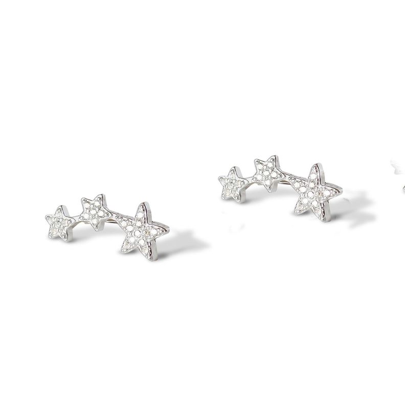 Aros Trepadores 3 Estrella Circón Plata Fina 925-0