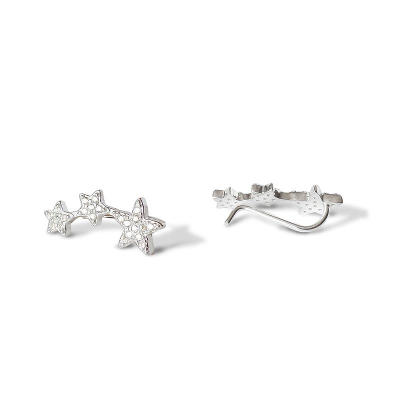Aros Trepadores 3 Estrella Circón Plata Fina 925-1