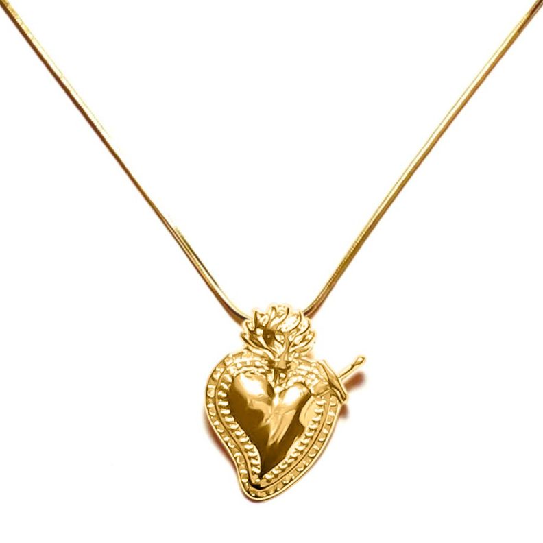 Collar Corazón Detente Enchapado Oro 18K-0