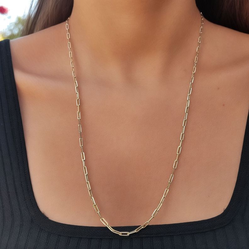 Cadena Kali Eslabón Alargado Enchapado Oro 18K-1