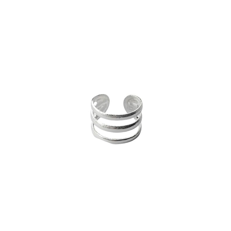 Aro Bidu Triple  Argollas Plata Fina 925-0