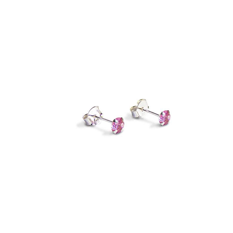 Aros Circon Rosado Grifas 4mm Plata Fina 925