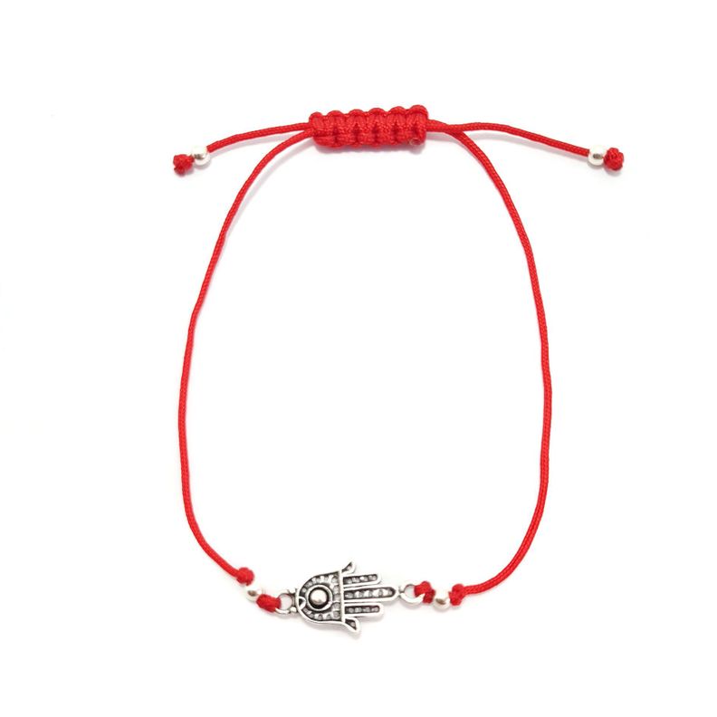 Pulsera Mano Fátima 925 Cordón Rojo-0