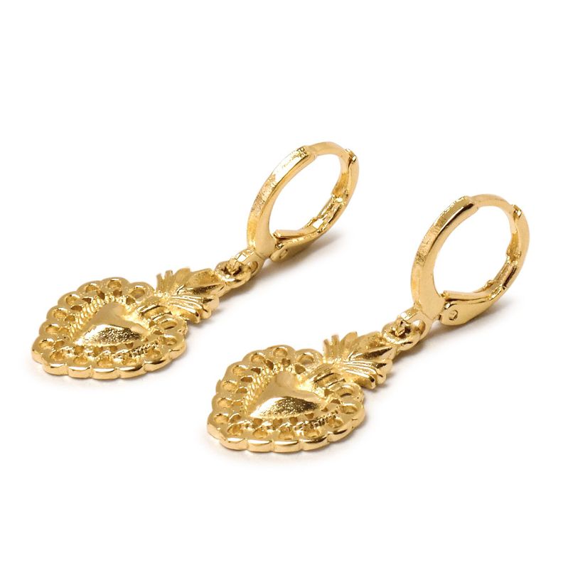 Aros Argolla Corazón Detente Enchapado Oro 18 K-0