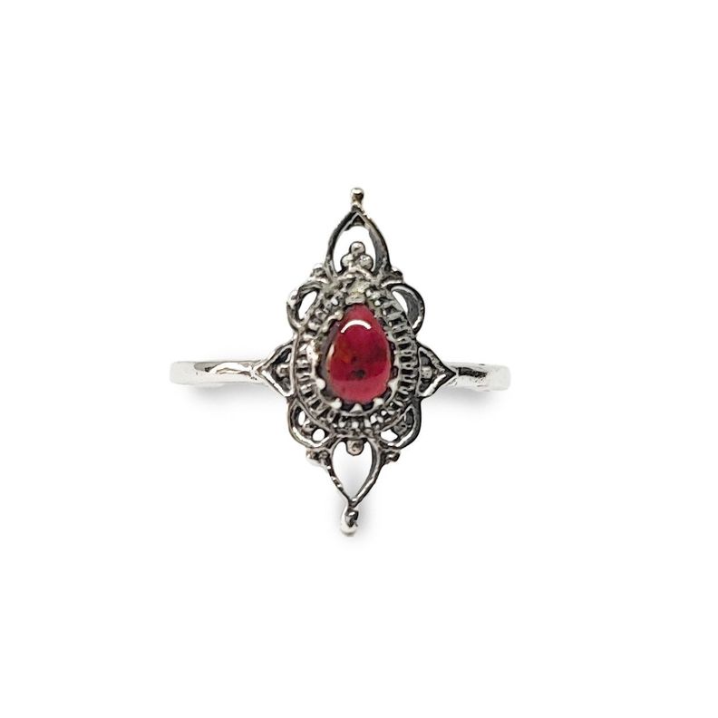 Anillos Ishani Piedra Granate #14 Plata Fina 925-1