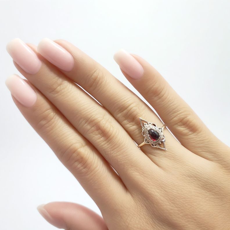 Anillos Ishani Piedra Granate #14 Plata Fina 925-2