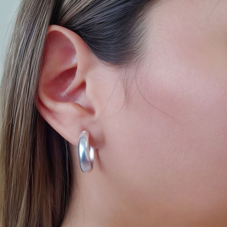 Aros Argolla Bote 19mm Plata Fina 925-2