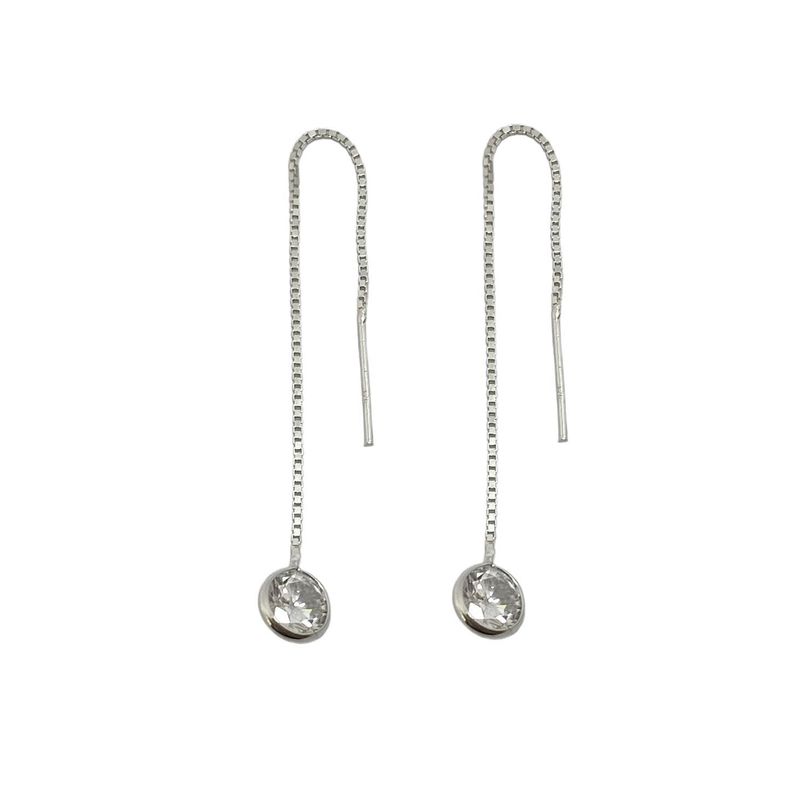 Aros Pia Cadena Circon Plata Fina 925