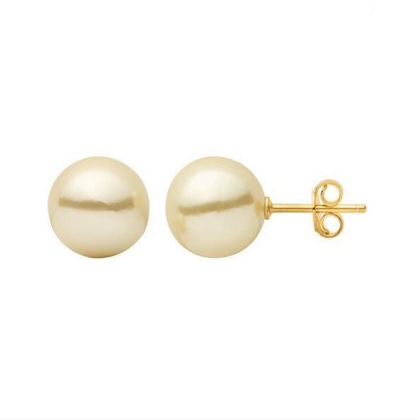 Aros Perla Sintética 12mm Enchapado Oro 18K-0