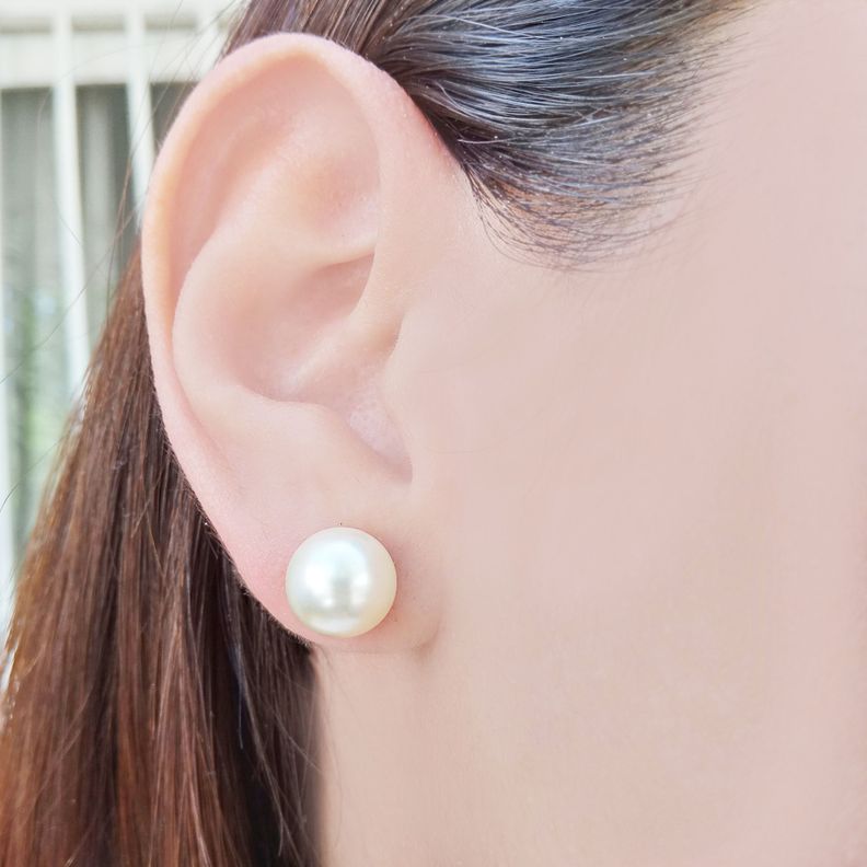 Aros Perla Sintética 12mm Enchapado Oro 18K-2