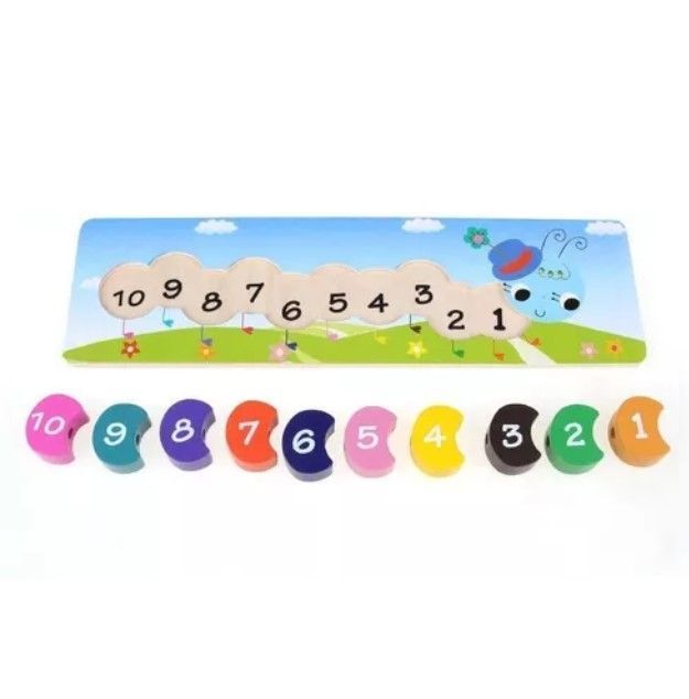 Juego Didáctico Madera Tabla Encaje Enhebrar Números Cuncuna-2