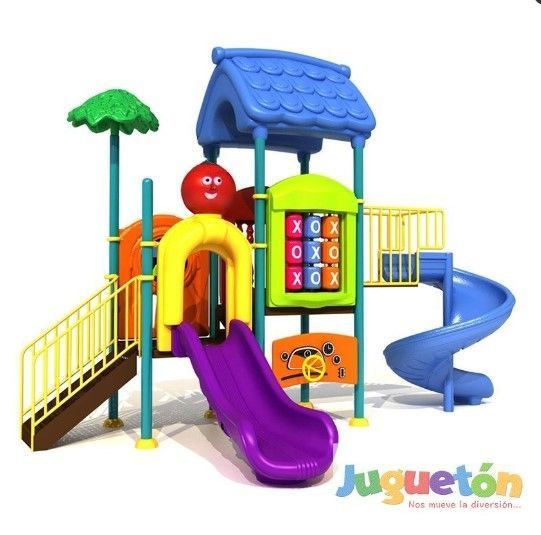 Estacion de Juegos Dos Toboganes Espiral y Simple