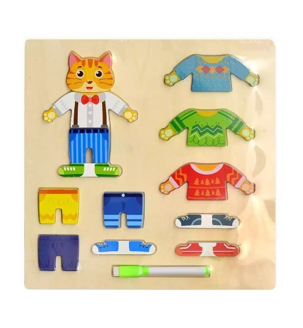 Juego de Vestir con Ropa Intercambiable y Pizarra Gatito