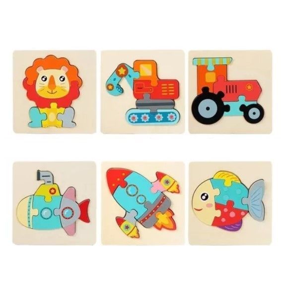 Juego Didáctico Madera 12 Puzzles Encaje Montessori-2