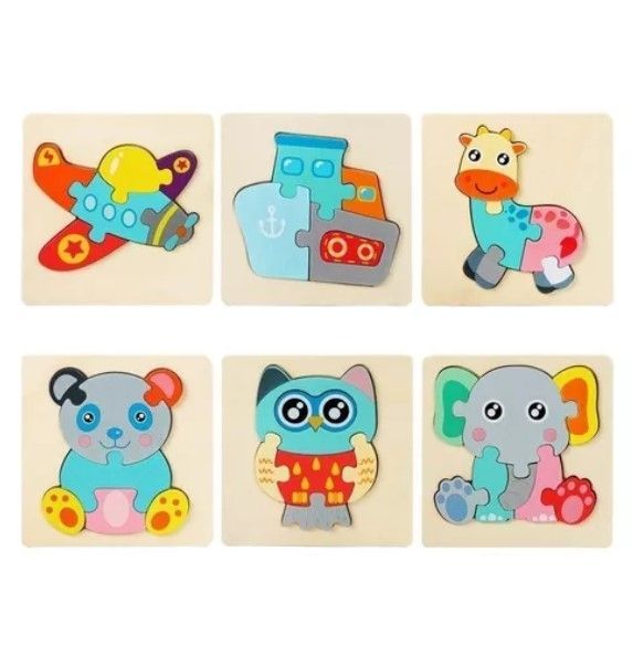 Juego Didáctico Madera 12 Puzzles Encaje Montessori-3