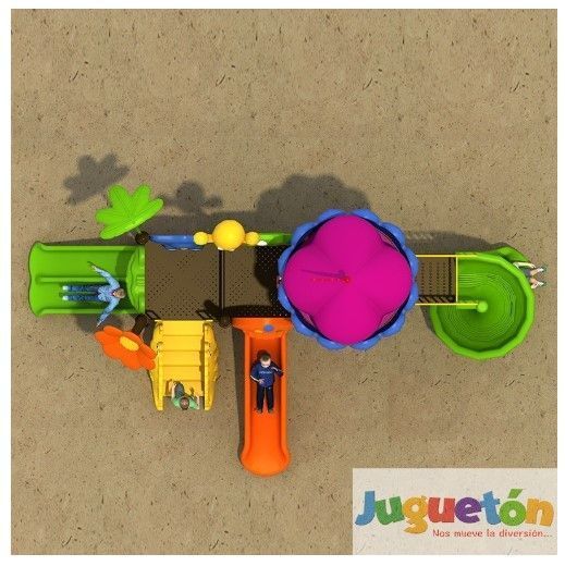 Estación de Juegos Cúpula Tres Toboganes Espiral Doble y Simple-1