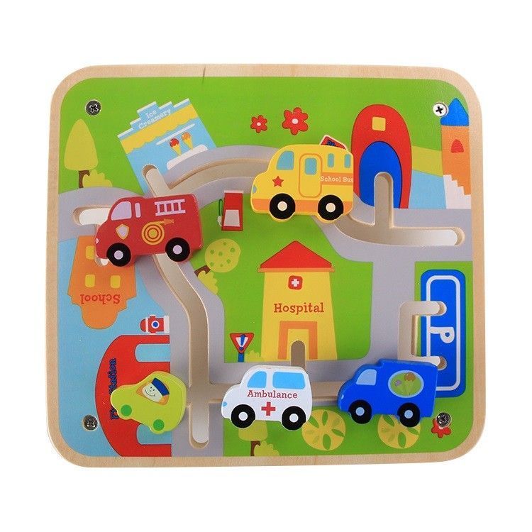 Juego Didactico Madera Laberinto Vehiculos