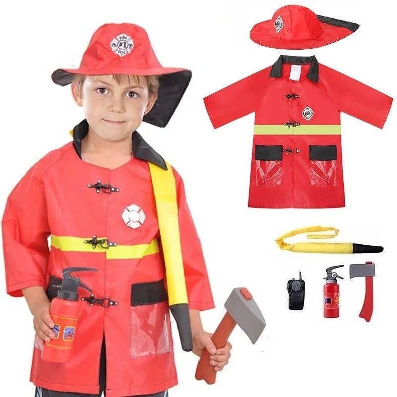 Disfraz y Accesorios Bombero Traje Rojo-0