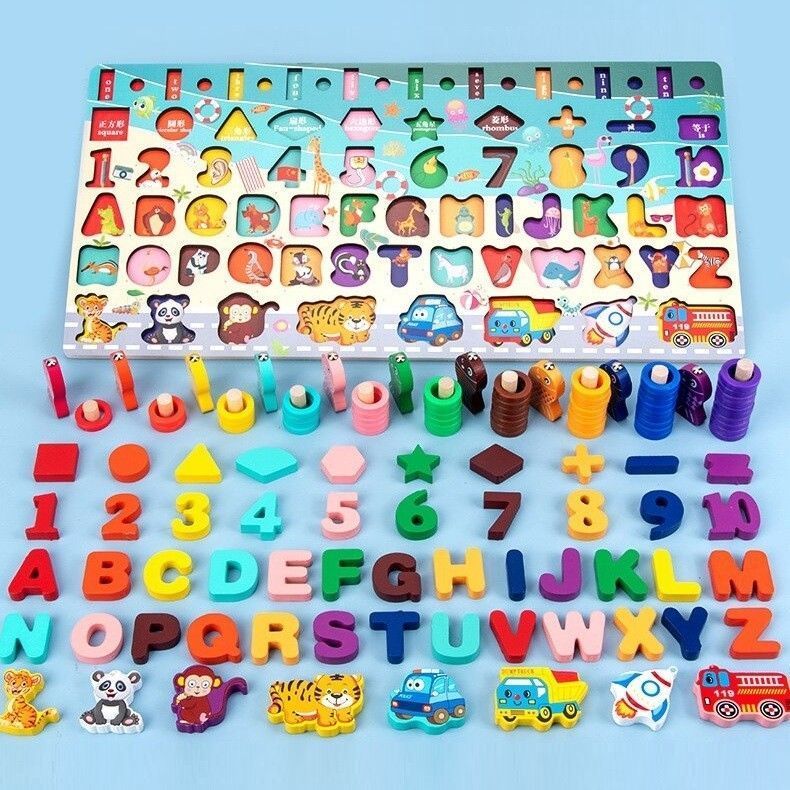 Juego Didáctico Matemático Madera Puzzle Pesca Montessori-1