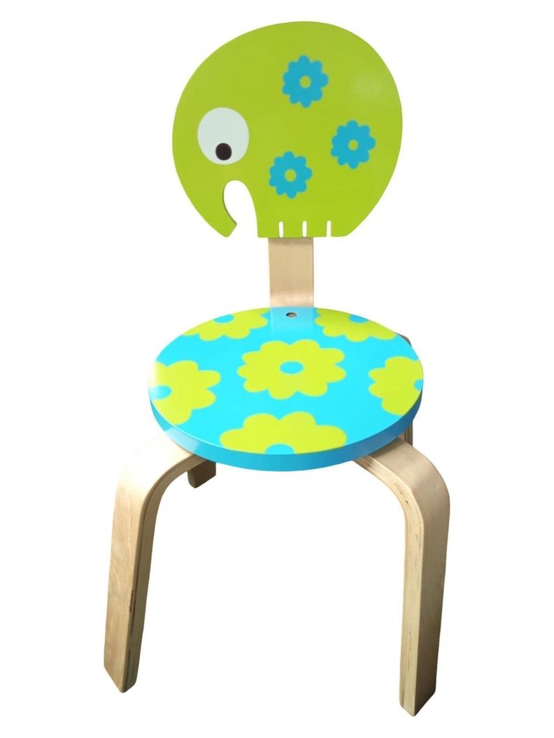 Silla Infantil Resistente Madera Diseno Elefante