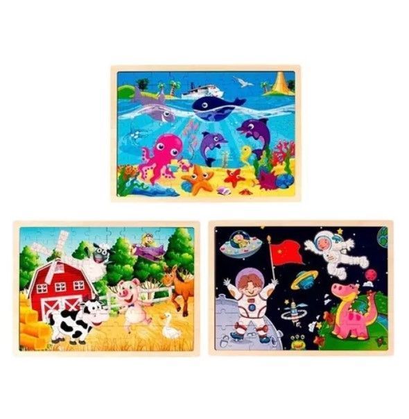 Juego Didáctico Madera Puzzle Encaje 100 Marino-0