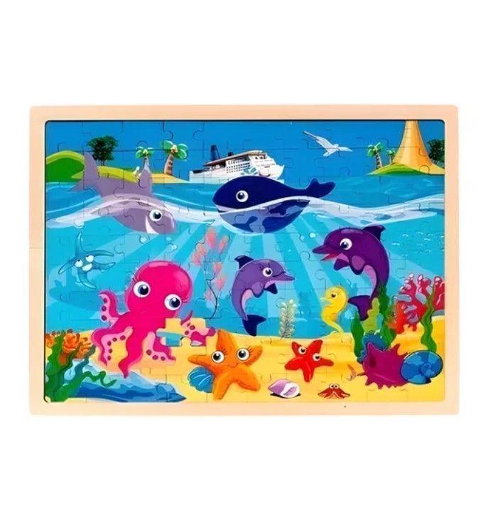 Juego Didáctico Madera Puzzle Encaje 100 Marino-1