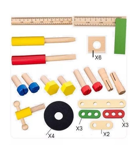 Juego Madera Set Herramientas Caja Xk-103 Oso-2