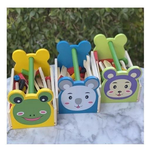 Juego Madera Set Herramientas Caja Xk-103 Oso-6