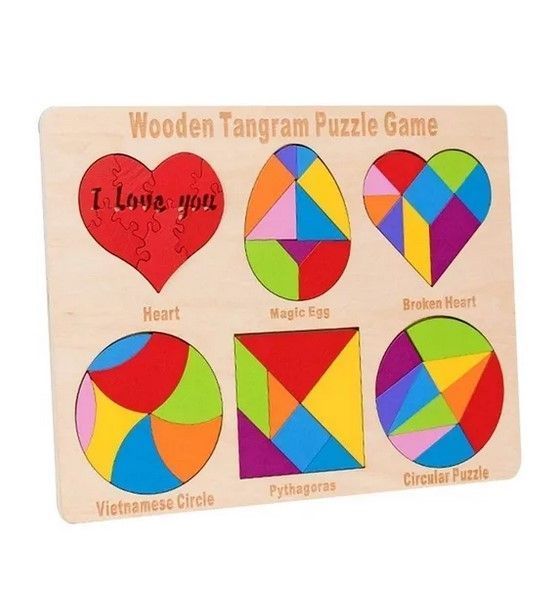 Juego Didáctico Madera Puzzles Tangramas 6 en 1-0