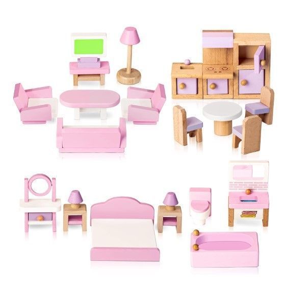 Set 22 Muebles Casa de Muñecas Rosa-0