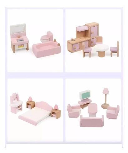 Set 22 Muebles Casa de Muñecas Rosa-3