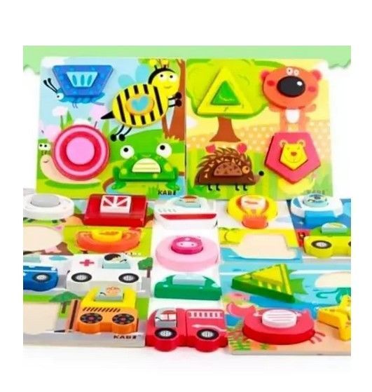Juego Didáctico Madera 5 Puzzles Encaje Montessori-0
