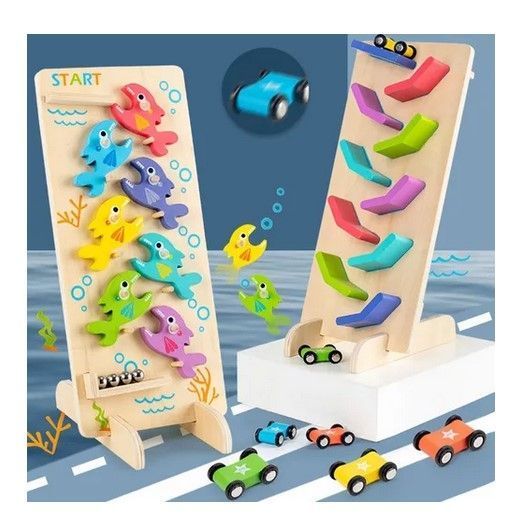 Juego Deslizamiento Autos y Bolitas Peces 2 en 1-0