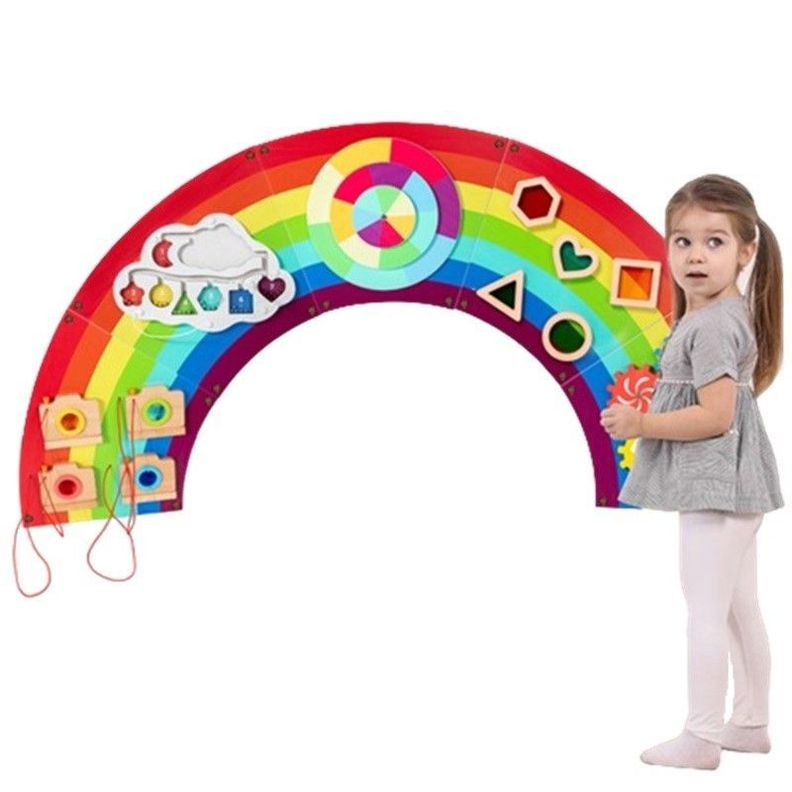 Juego Pared Madera Diseno Arcoiris 120cm