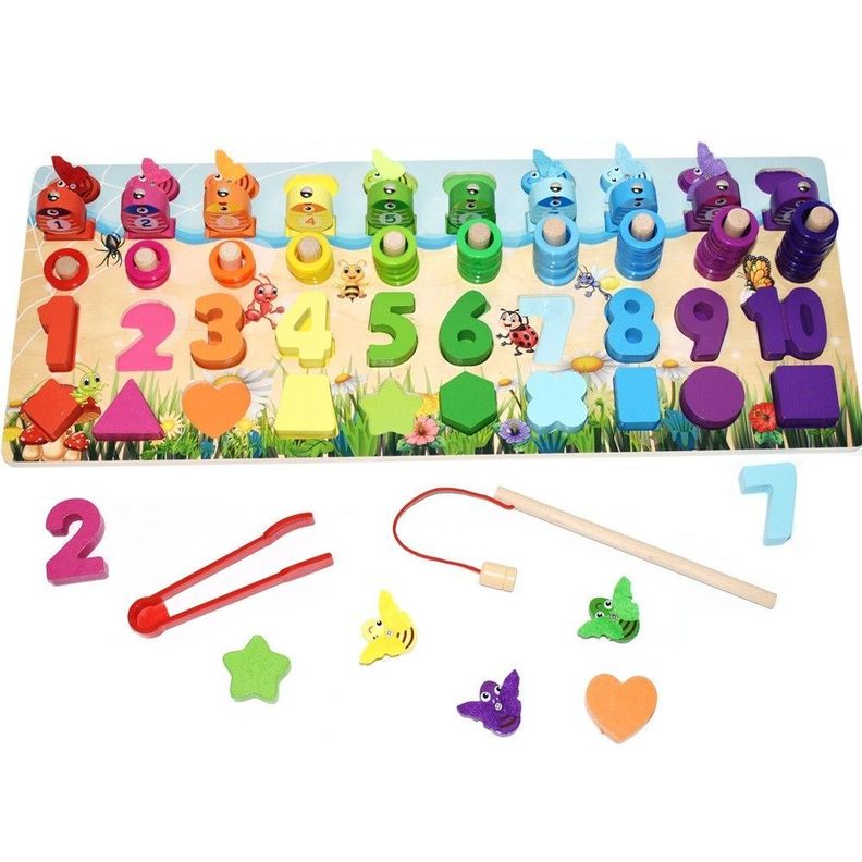 Juego Didactico Matematico Madera Puzzle Pesca Zk-90