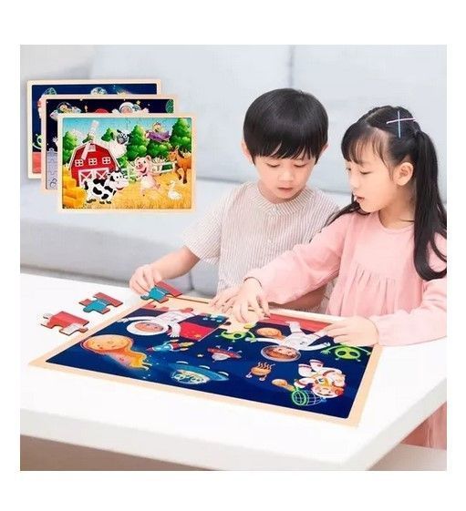 Juego Didáctico Madera Puzzle Encaje 100 Espacio-2
