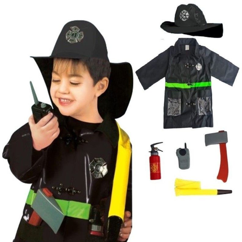 Disfraz y Accesorios Bombero Traje Negro-0