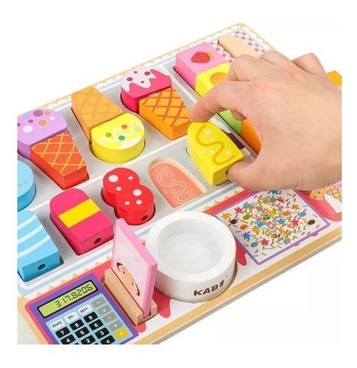 Juego Madera Encaje Set Heladería Montessori-0