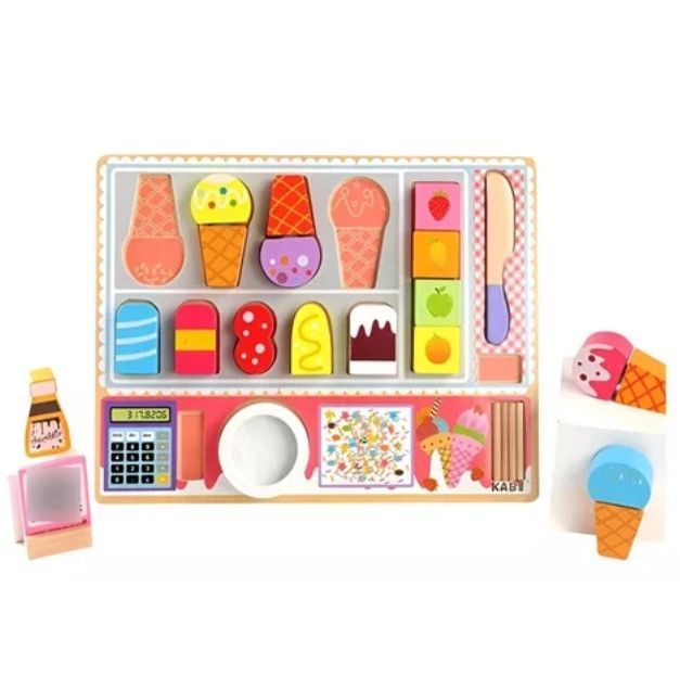 Juego Madera Encaje Set Heladería Montessori-1