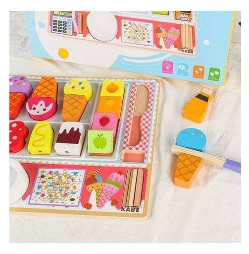Juego Madera Encaje Set Heladería Montessori-2