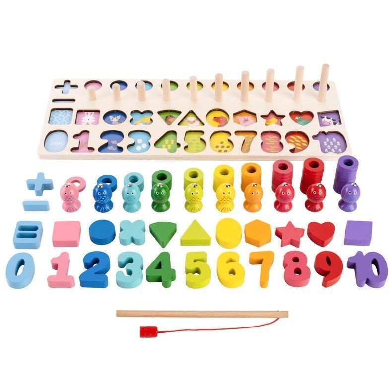Juego Didactico Matematico Madera Puzzle Pesca Zk-133