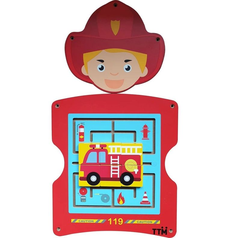Juego Pared Madera Diseño Bombero-0